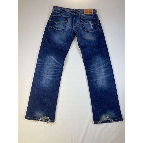 Levis 513 Jeans Mens Blue 32x29 Slim Straight Stretch Medium Wash Faded - Picture 10 of 10